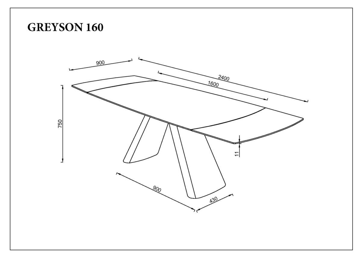 Стол обеденный раскладной Intarsio GreySON CERAMIC 160-240х90 см Серый матовый/Черный (GREYSON160) - фото 10 Стол обеденный раскладной Intarsio GreySON CERAMIC 160-240х90 см Серый матовый/Черный (GREYSON160) - фото 10