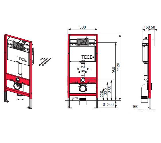 Инсталляция TECEbase 9400006 комплект 4в1 c кнопкой смыва (9.400.006) - фото 3