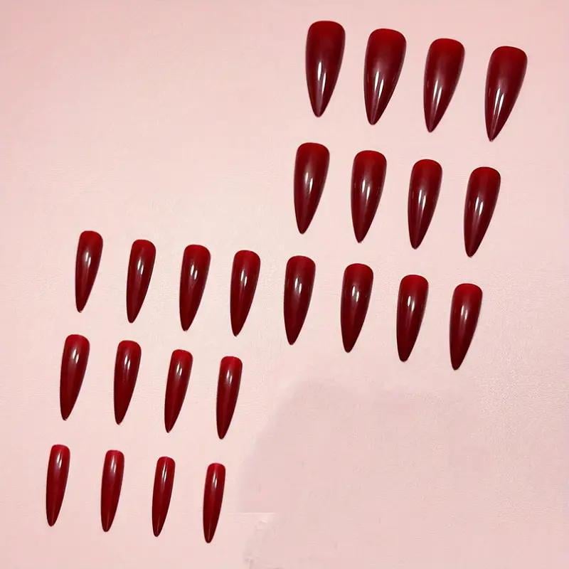 Накладные ногти длинные острой миндальной формы с клеевыми пластинами 24 шт. Красный (2789190703) - фото 5 Накладные ногти длинные острой миндальной формы с клеевыми пластинами 24 шт. Красный (2789190703) - фото 5