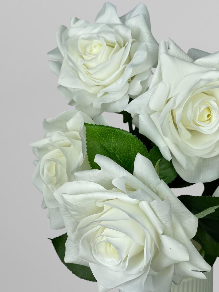 Искусственная роза на стебле для декора Real Touch 1 соцветие 64 см Белый (К02062) - фото 6