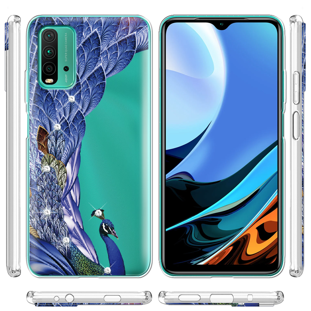 Чехол BoxFace Xiaomi Redmi 9T Павлин со стразами Прозрачный силикон (41685-rs7-41685) - фото 3