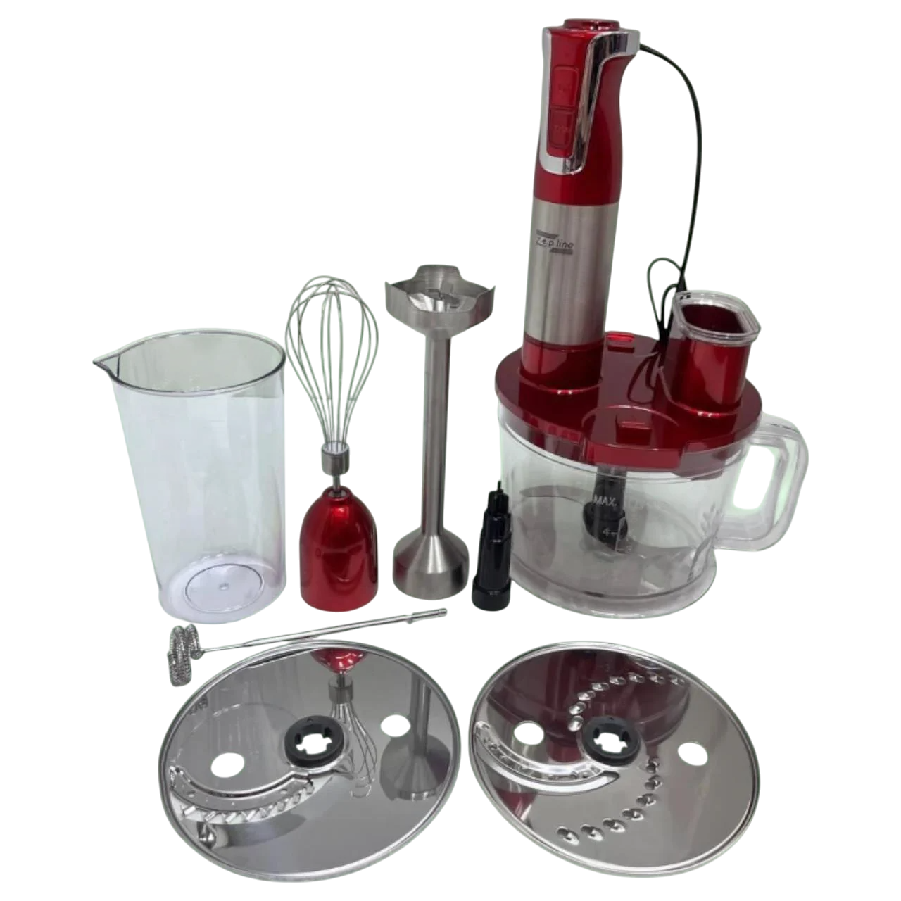 Блендер стаціонарний Zepline з чашею та терткою-шатківницею з функцією турборежим 1500 Вт 1,5 л Червоний (є68)