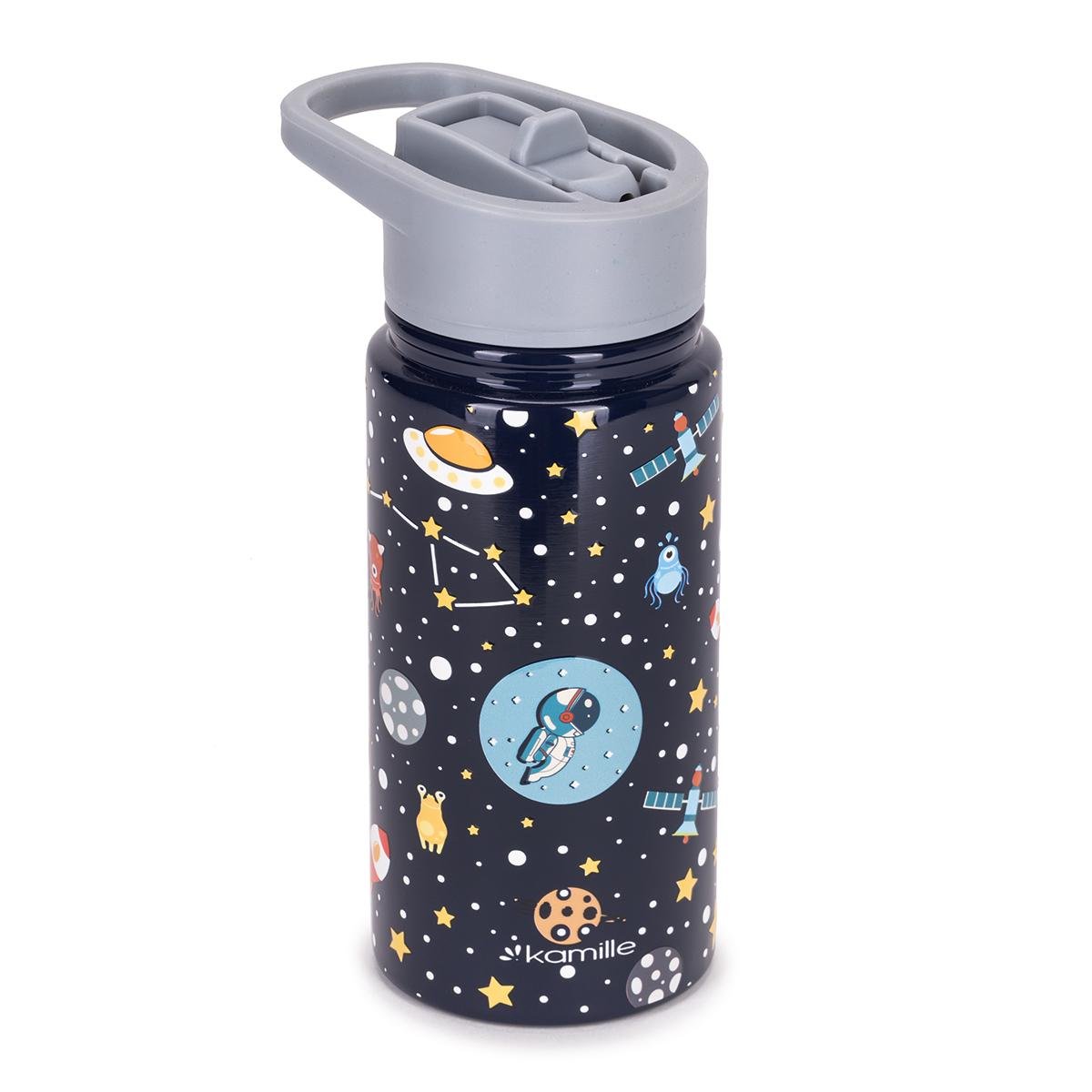 Термобутылка для детей с 3D принтом Kamille KM-2162 из нержавеющей стали 480 мл Черный (150-84-2162.2)