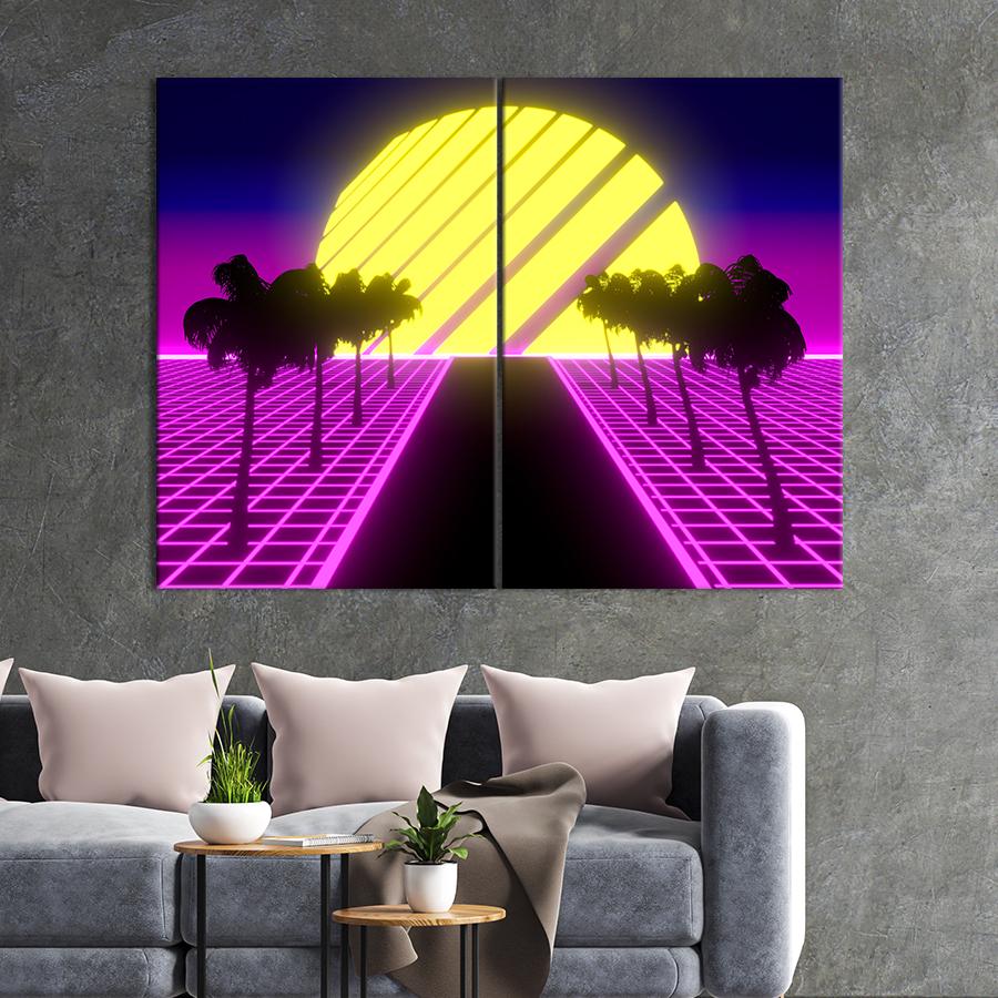 Картина Неоновый закат в стиле 80-х. 111x81 см (2059-2) Картина Неоновый закат в стиле 80-х. 111x81 см (2059-2)