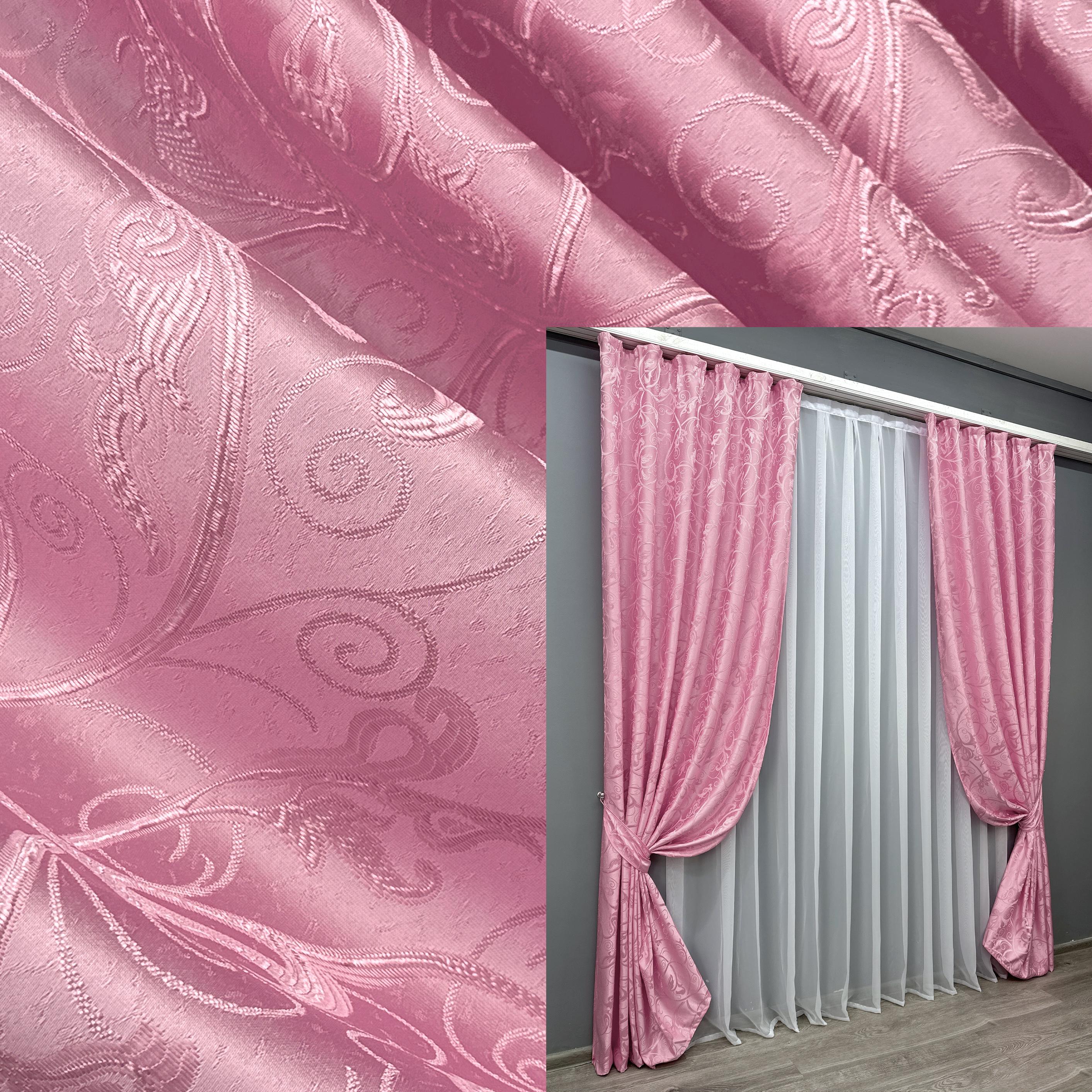 Комплект штор VR-Textil № 1731ш жаккард 100х270 см 2 шт. Розовый (31-801) - фото 5