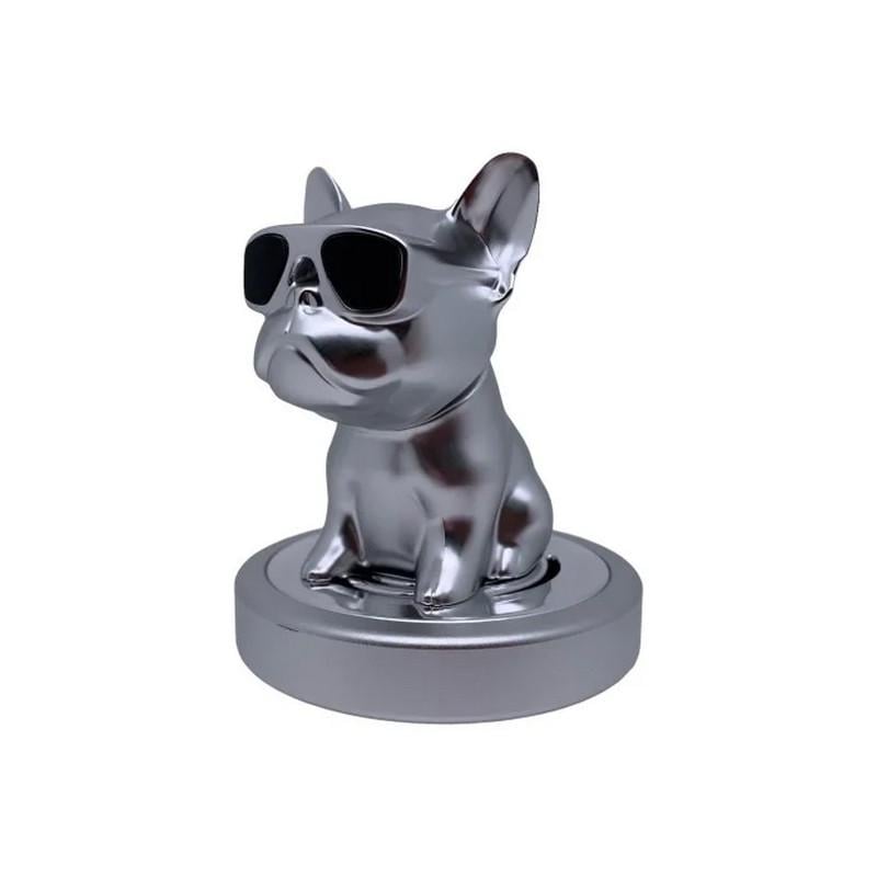 Ароматизатор автомобильный Бульдог с качающейся головой Серебристый (4652-Leader)