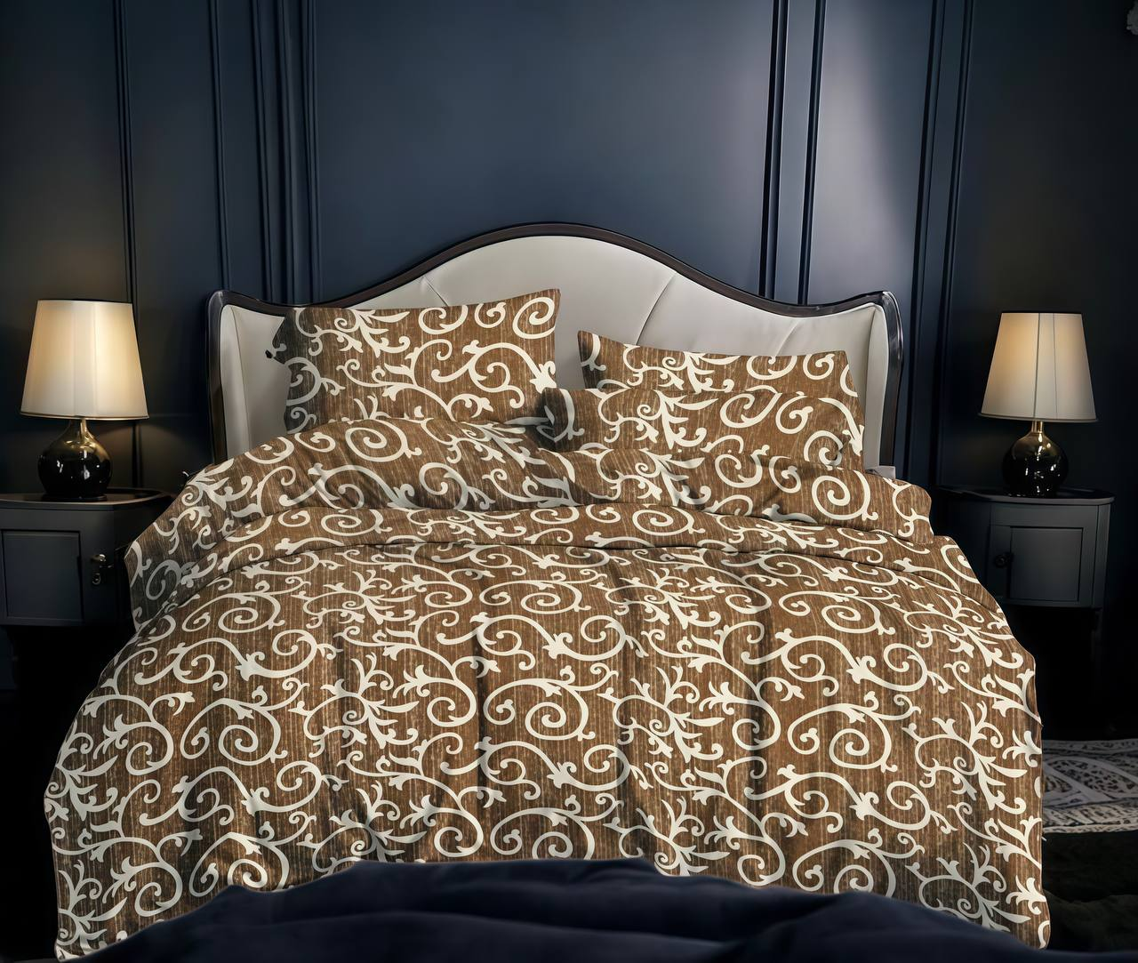 Комплект постельного белья Вензель бежево-коричневый полуторный полиэстер 150х220 см (T75-5401/1.5)