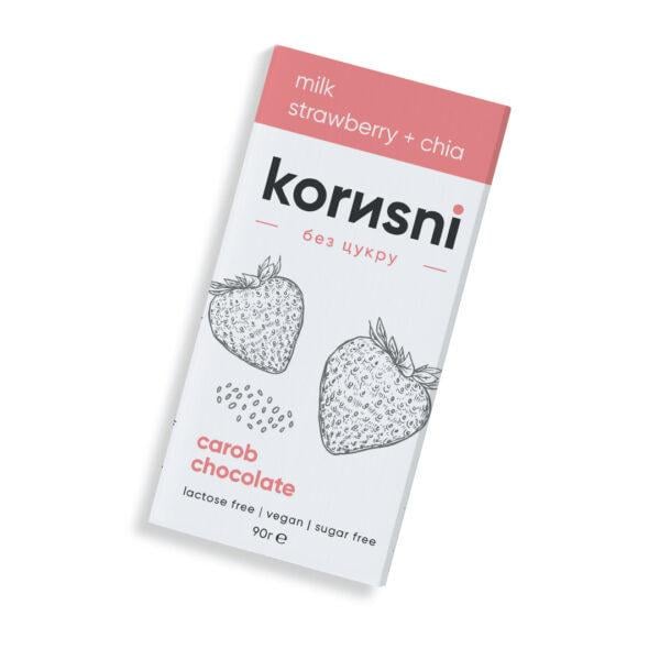 Шоколад молочный korusni без сахара Клубника/Чиа 90 г (2126085987)