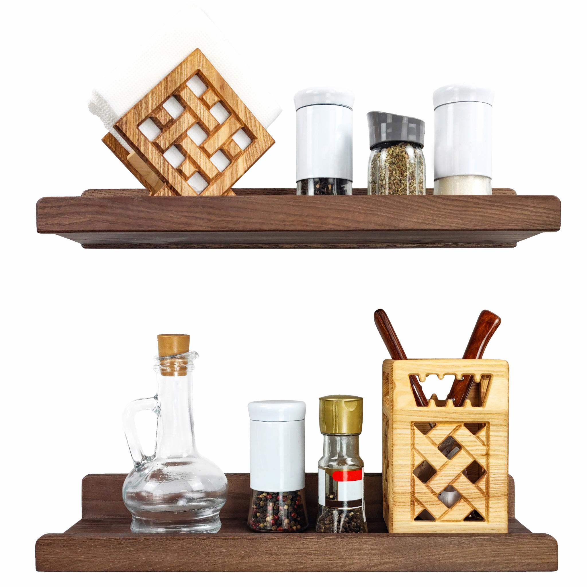 Полки навесные U-форма 40х13,6х5,6 см Американский орех (100065) - фото 4 Полки навесные U-форма 40х13,6х5,6 см Американский орех (100065) - фото 4