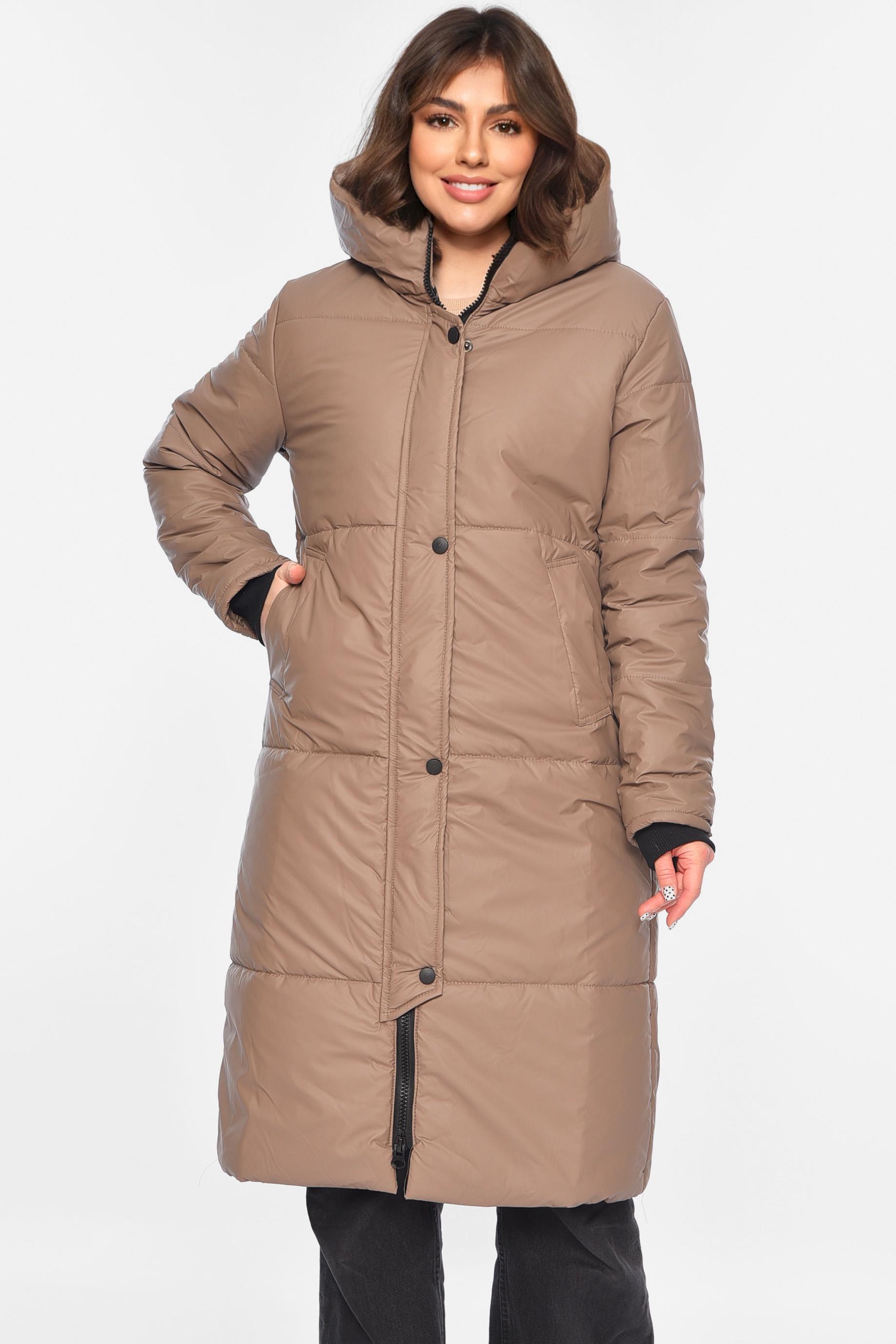 Куртка женская удлиненная демисезонная S Коричневый (196428)