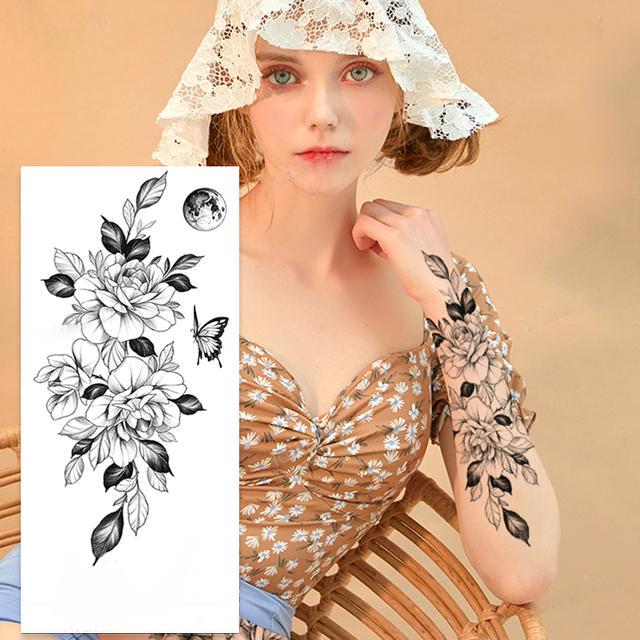 Тату тимчасове водостійке 3D велике Квіти під місяцем FF-091 17,5х8,5 см (4419506) - фото 2 Тату тимчасове водостійке 3D велике Квіти під місяцем FF-091 17,5х8,5 см (4419506) - фото 2