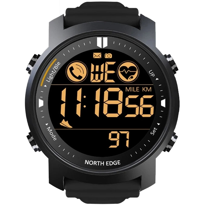 Годинник чоловічий спортивний водостійкий тактичний North Edge Laker Black 5BAR (11101)