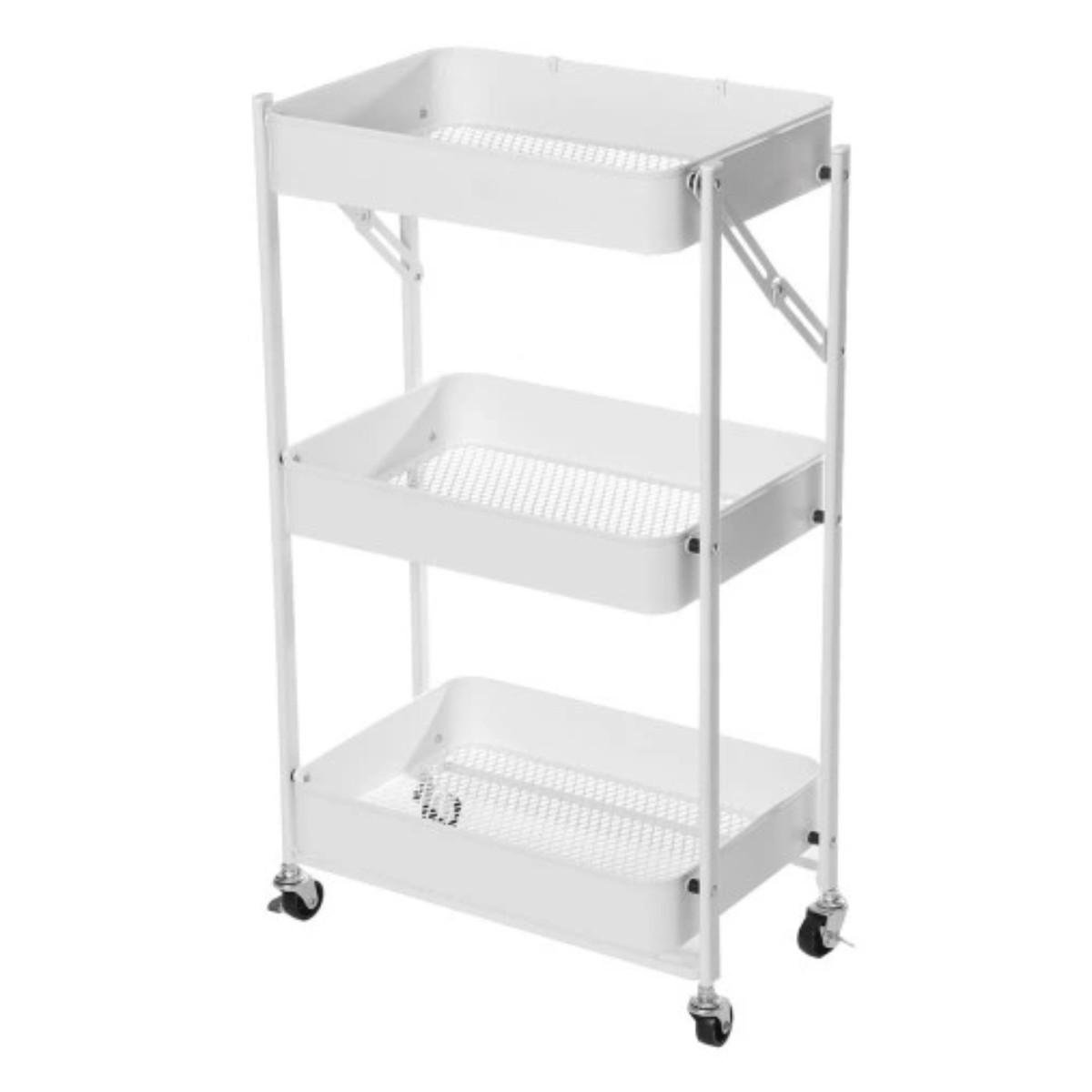 Етажерка на колесах Shelf On Wheels 3 яруси 45х29,5х76 см Білий (R88690-W)