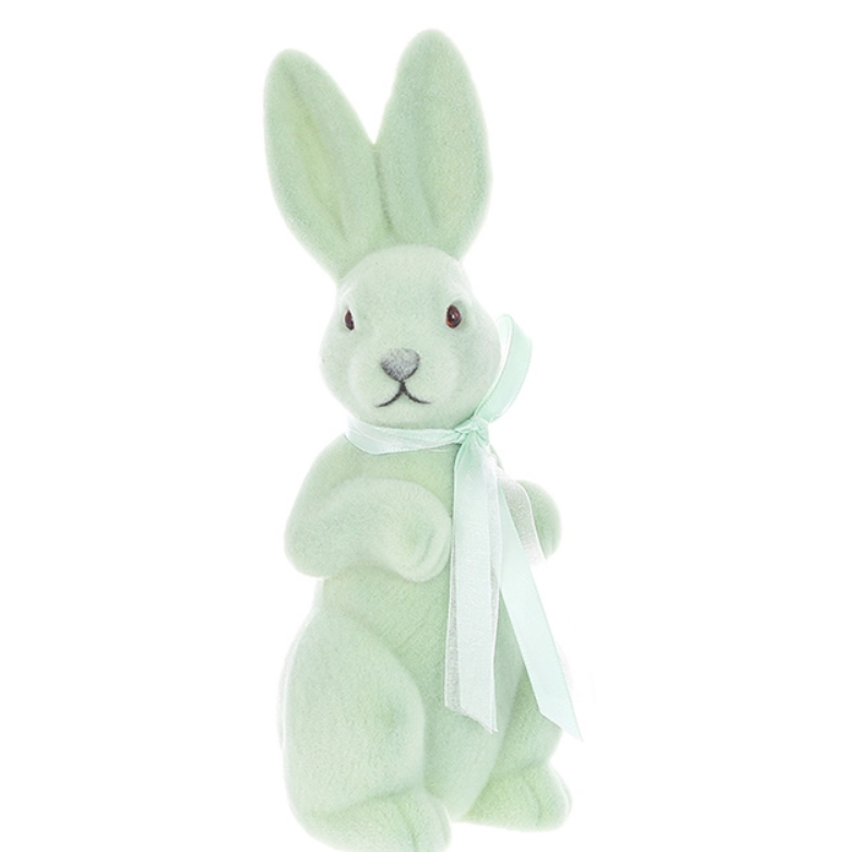 Фигурка пластиковая Кролик с бантом флок 22 см (42118)