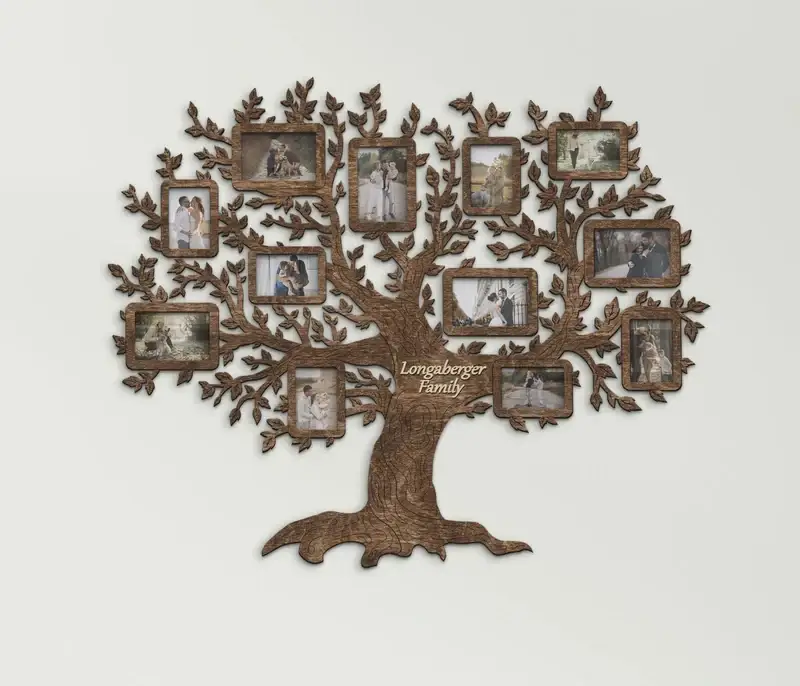 Фотоколлаж настенный Семейное дерево ручной работы на 12 фото Темно-коричневый (tree_many_leaves_l-5) - фото 1