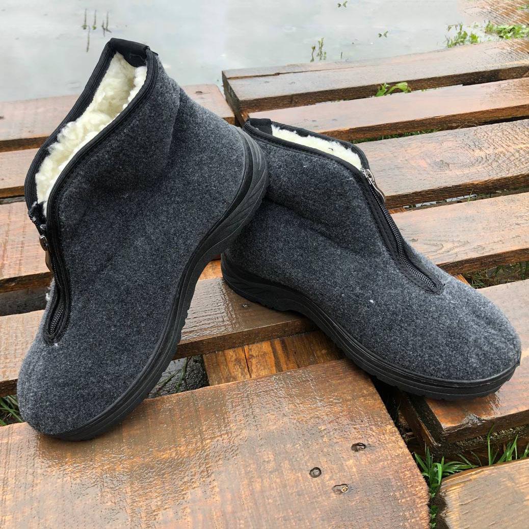 Ботинки мужские утепленные на застежке р.41 Серый - фото 16