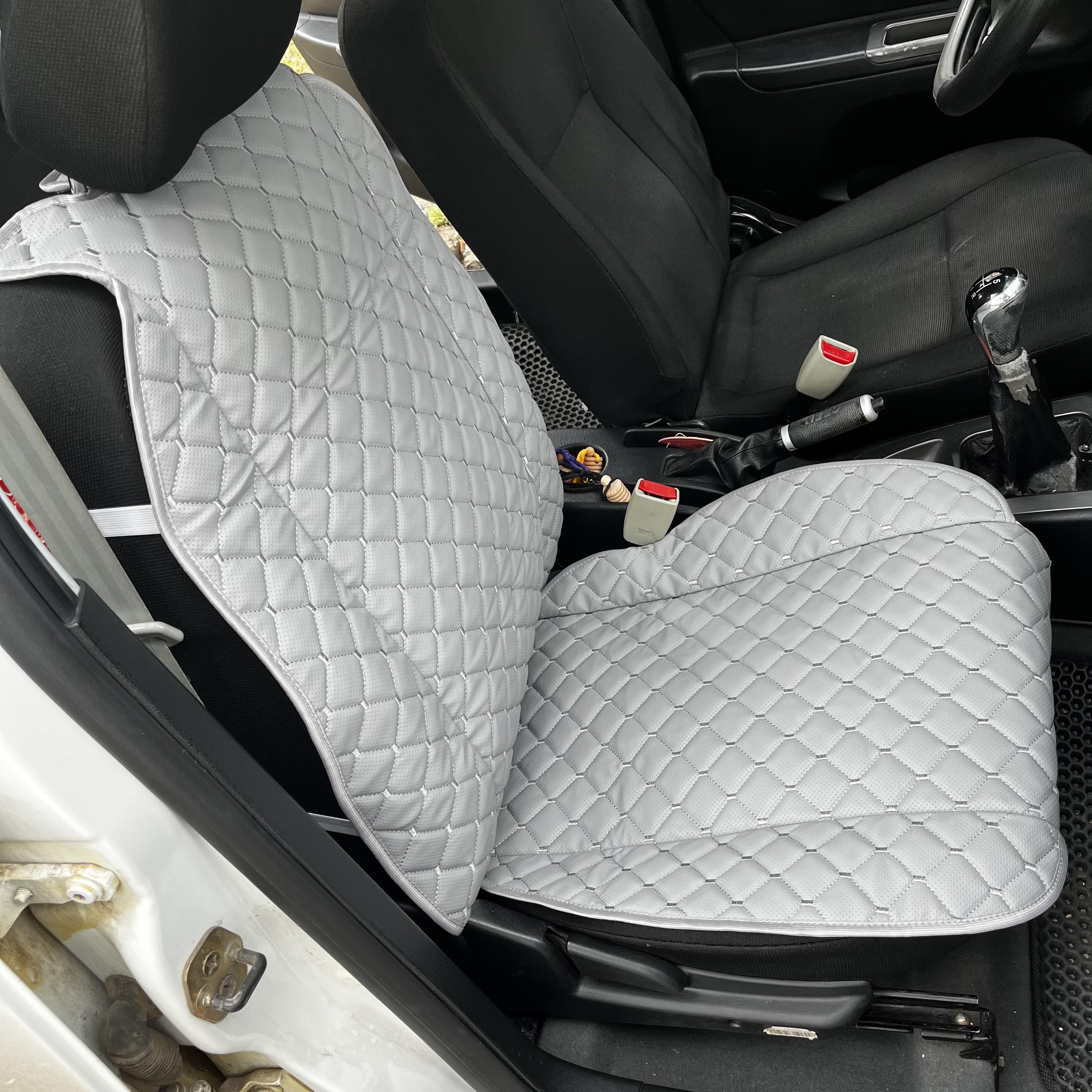 Накидка універсальна на переднє сидіння авто з екошкіри 1 шт. Світло-сірий - фото 2 Накидка універсальна на переднє сидіння авто з екошкіри 1 шт. Світло-сірий - фото 2