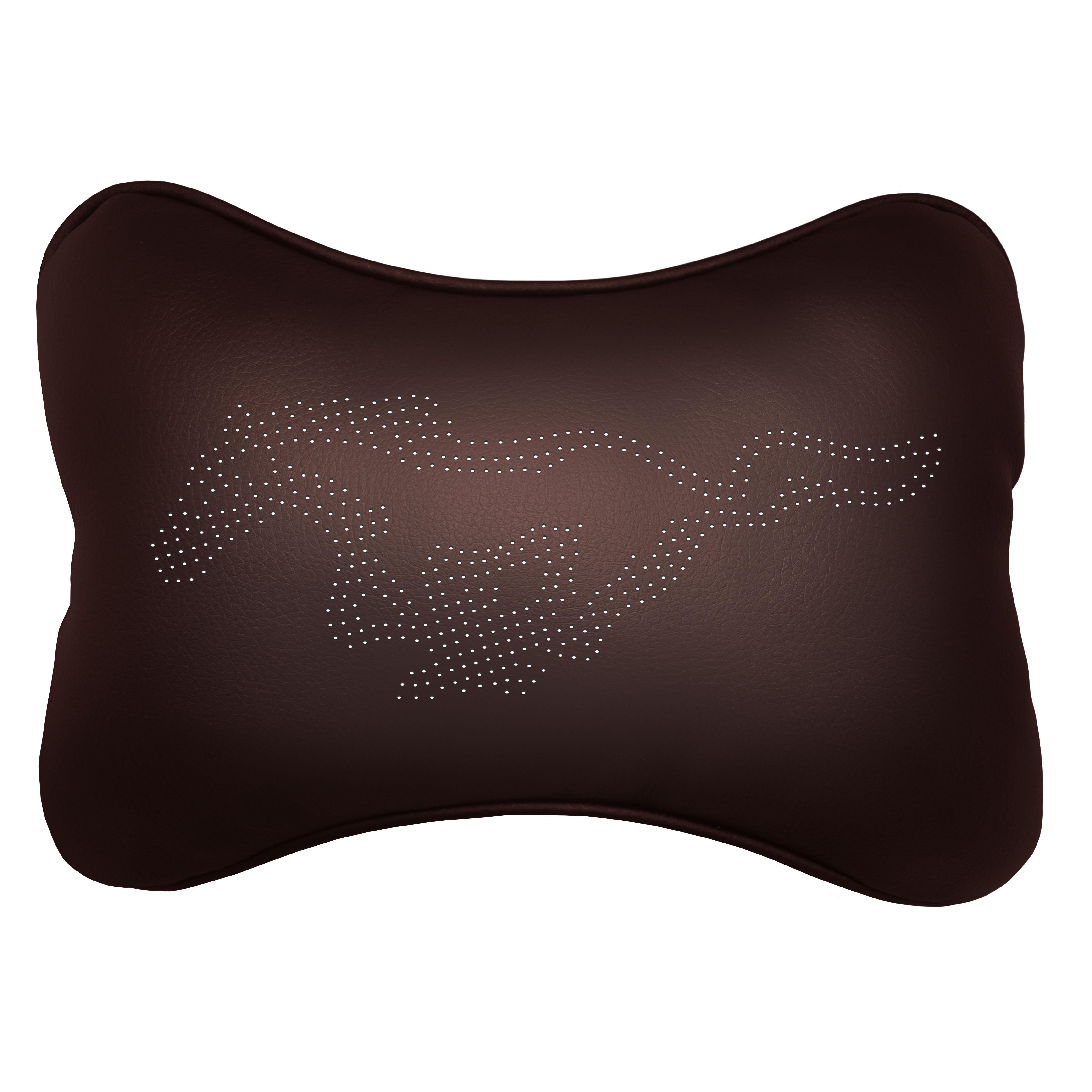 Подушка автомобильная Avtolife Mustang для шеи из экокожи Коричневый (AVT-LBR-30)