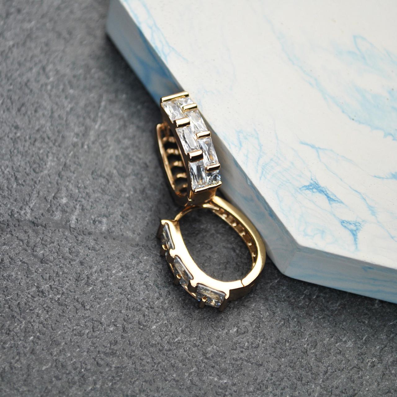 Серьги-кольца Прямоугольники медицинская сталь позолота (x105)