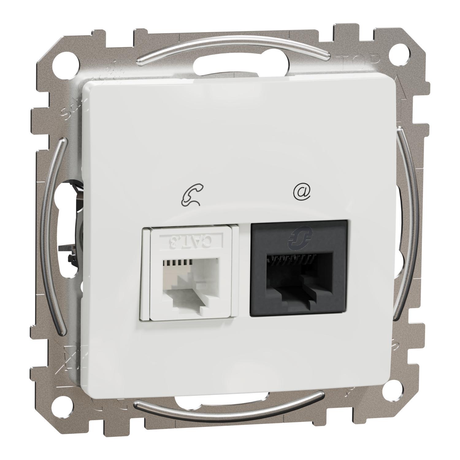 Розетка телекоммуникационная Sedna Design & Elements RJ45/RJ11 6UTP Белый (SDD111468) Розетка телекоммуникационная Sedna Design & Elements RJ45/RJ11 6UTP Белый (SDD111468)