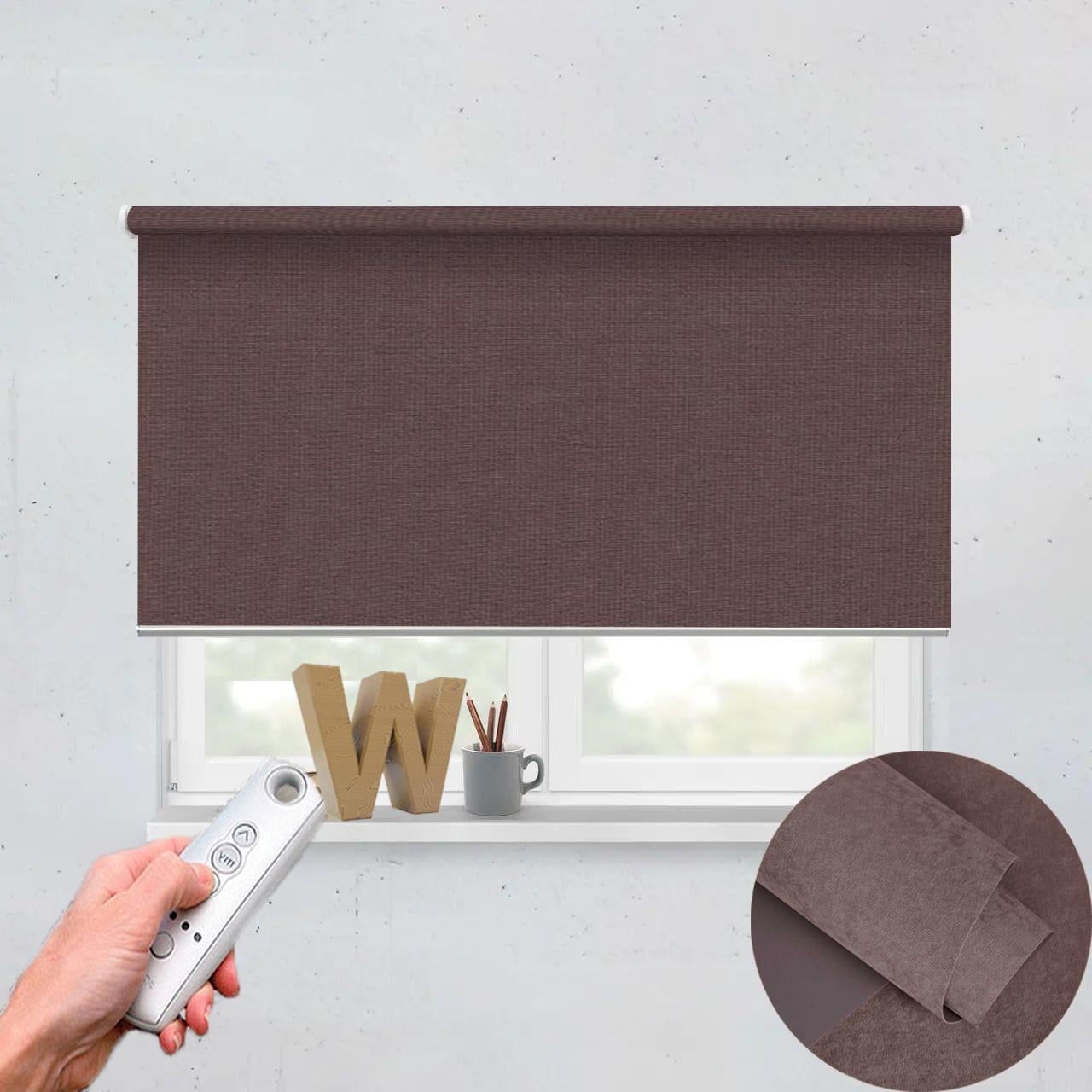 Рулонная штора автоматическая blackout Wenster Velour BO 05 135х400 см с электродвигателем Велюровый Twill (i114420016)