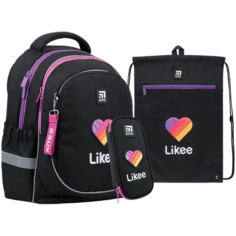 Школьный набор Kite Education Likee ортопедический рюкзак/пенал/сумка для обуви (202373)