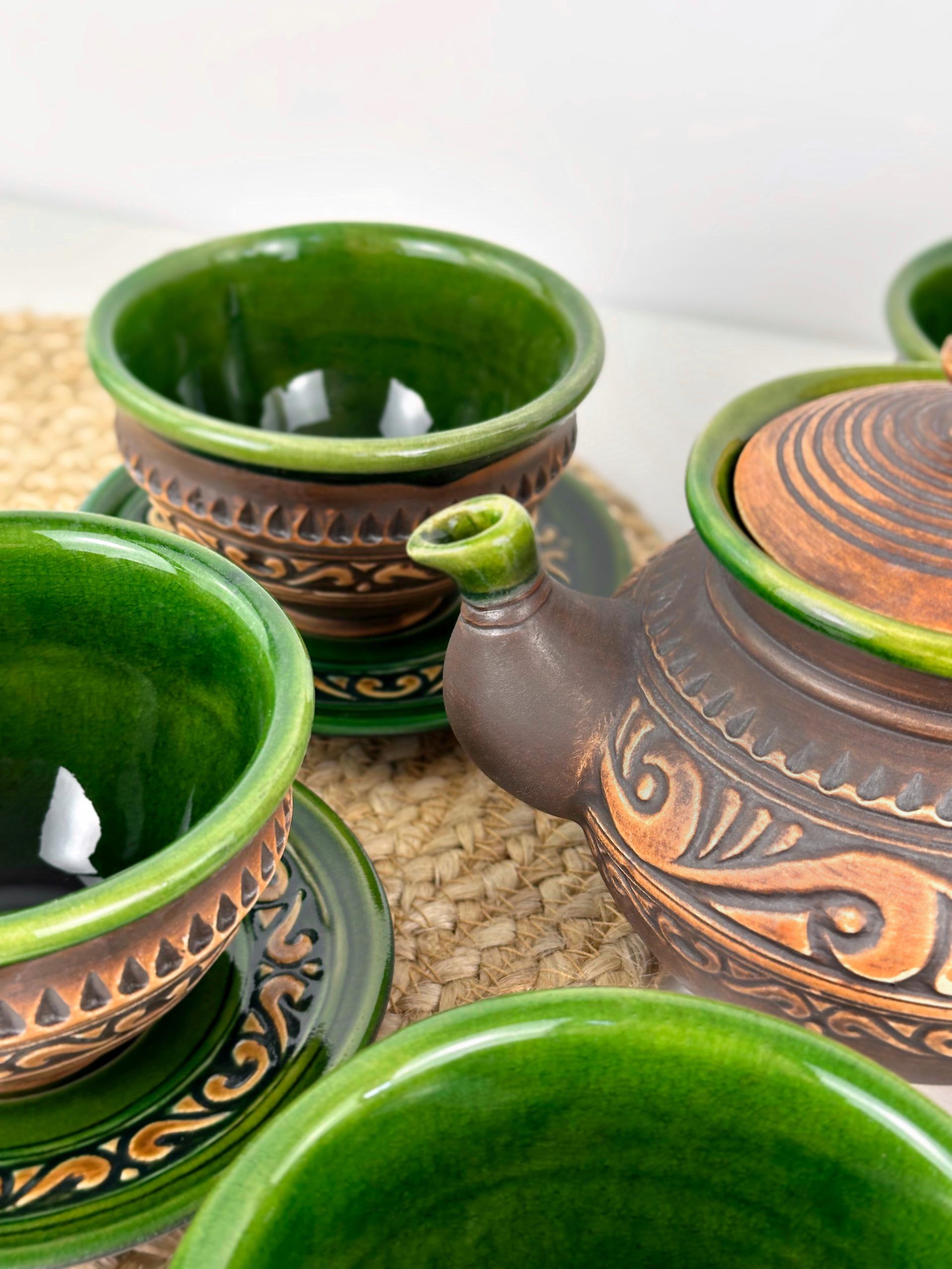 Набір глиняного посуду для чаювання Гражда на 6 чоловік Коричневий (17019-27) - фото 5