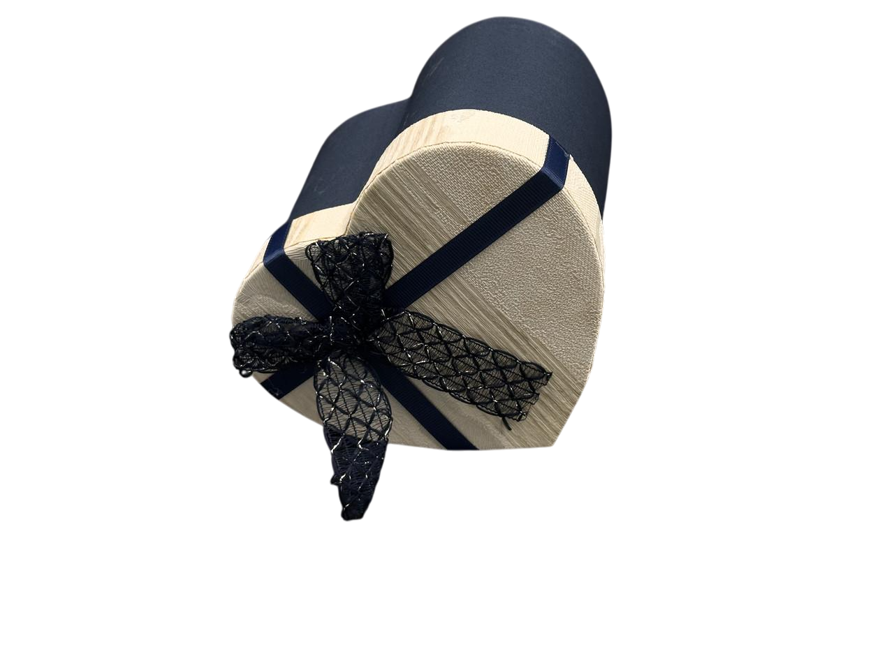 Коробка подарочная с ручками и бантиком в форме сердца картонная 15х12х12 см Синий (KR-008-18)