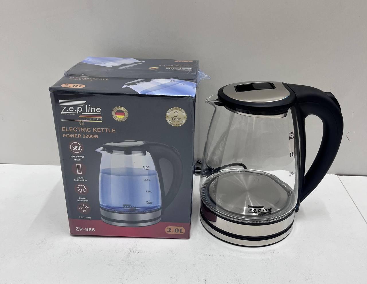 Чайник электрический стеклянный Zepline ZP-986 с подсветкой 2200 Вт 2 л Черный (986А) - фото 3 Чайник электрический стеклянный Zepline ZP-986 с подсветкой 2200 Вт 2 л Черный (986А) - фото 3