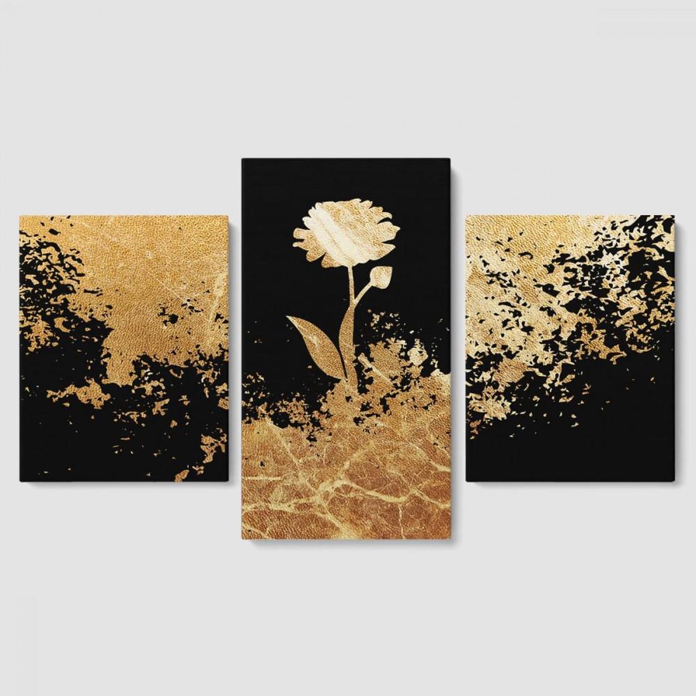 Модульная картина из трех частей Malevich Store Золотой цветок 96x60 см (MK322029)
