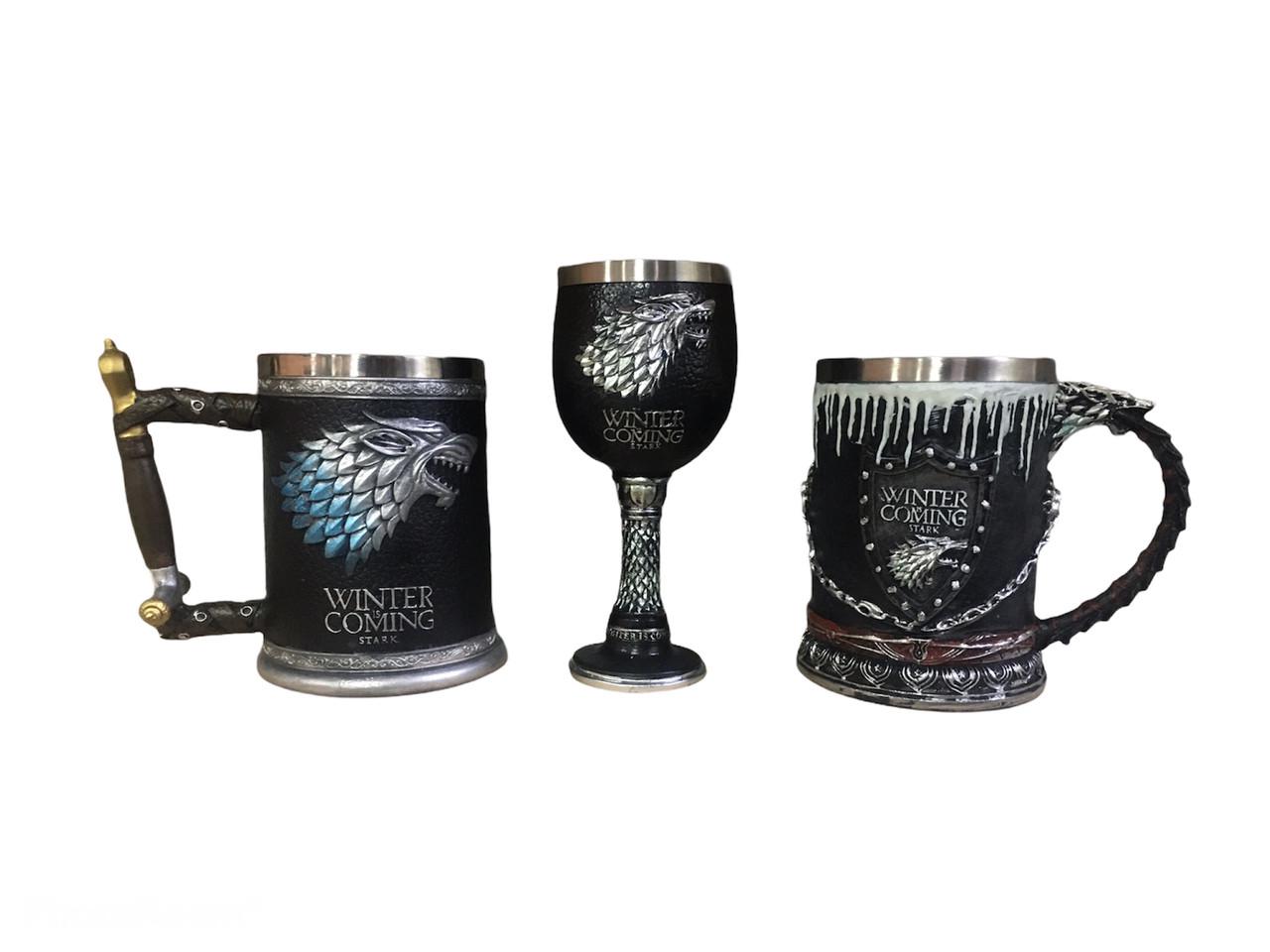 Подарочный набор чашки и бокал Игра Престолов Winter Is Coming Stark 3 пр. (1354635869)