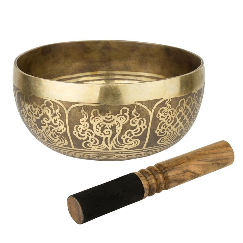 Співоча чаша Тибетська Мандала Мані 8 символів щастя Очі Будди 173х173х85 мм Античний бронзовий (27745)