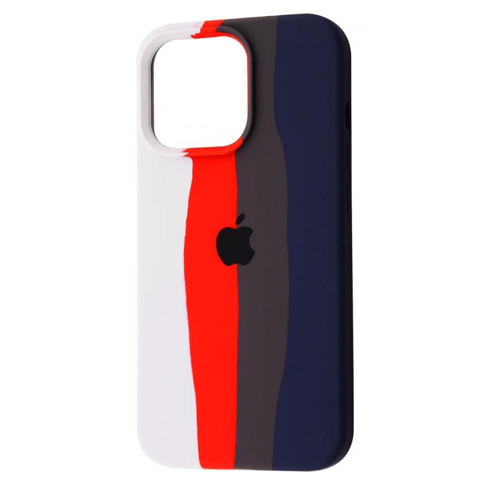 Чехол с мягкой подкладкой PRC Rainbow Silicone Case iPhone 11 Pro Max white/dark blue Белый Синий - фото 1