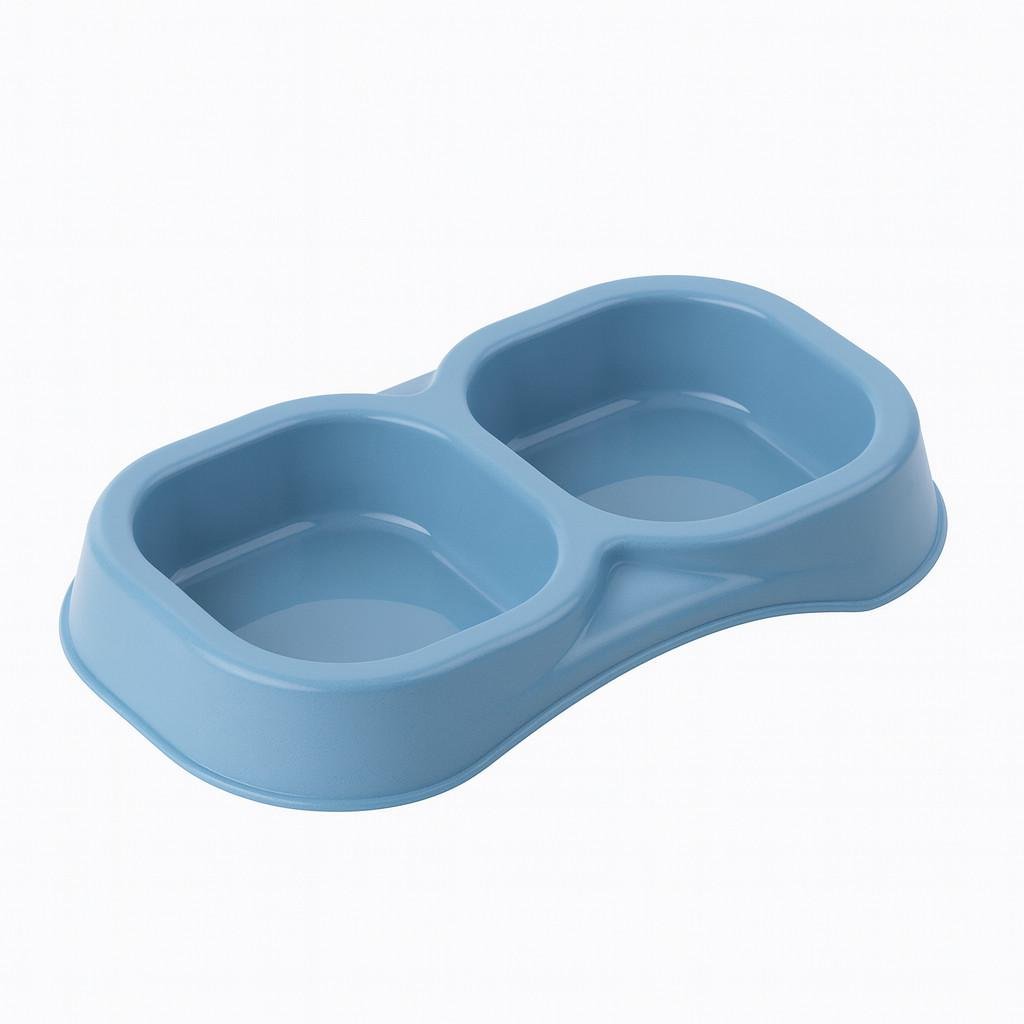 Миска для корма Doppia Small пластиковая двойная 21x11,5x3 см 0,3 л Синий (4039)