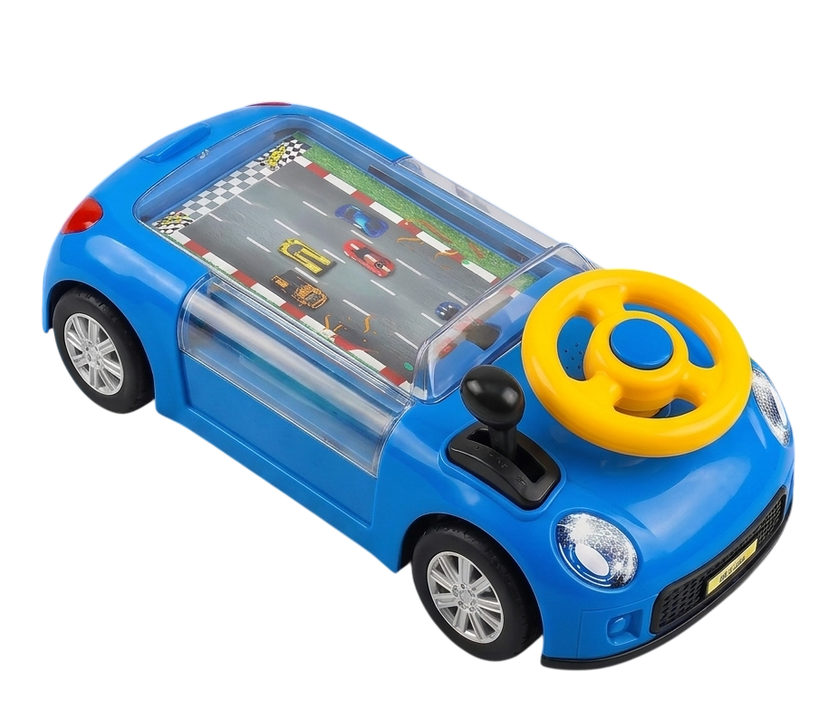 Дитячий симулятор водіння з кермом/музикою/світлом (car-blue)