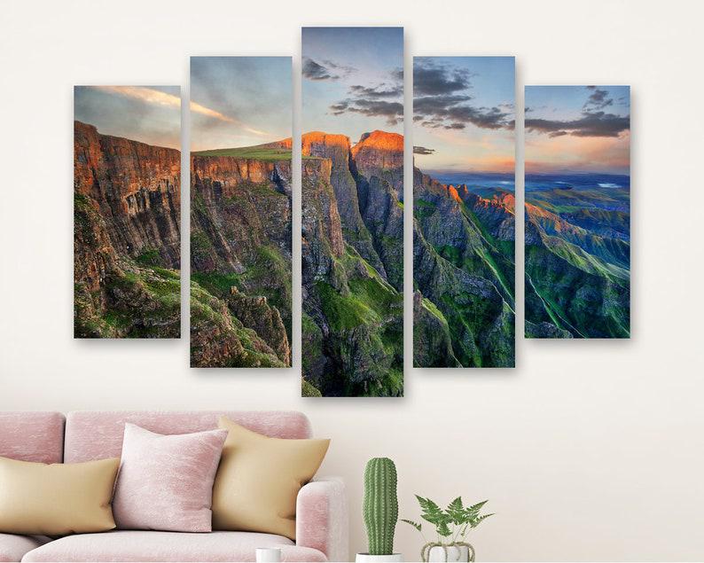 Модульная картина на холсте KIL Art Драконовы горы в Африке из пяти частей 112x68 см (M51_M_451)