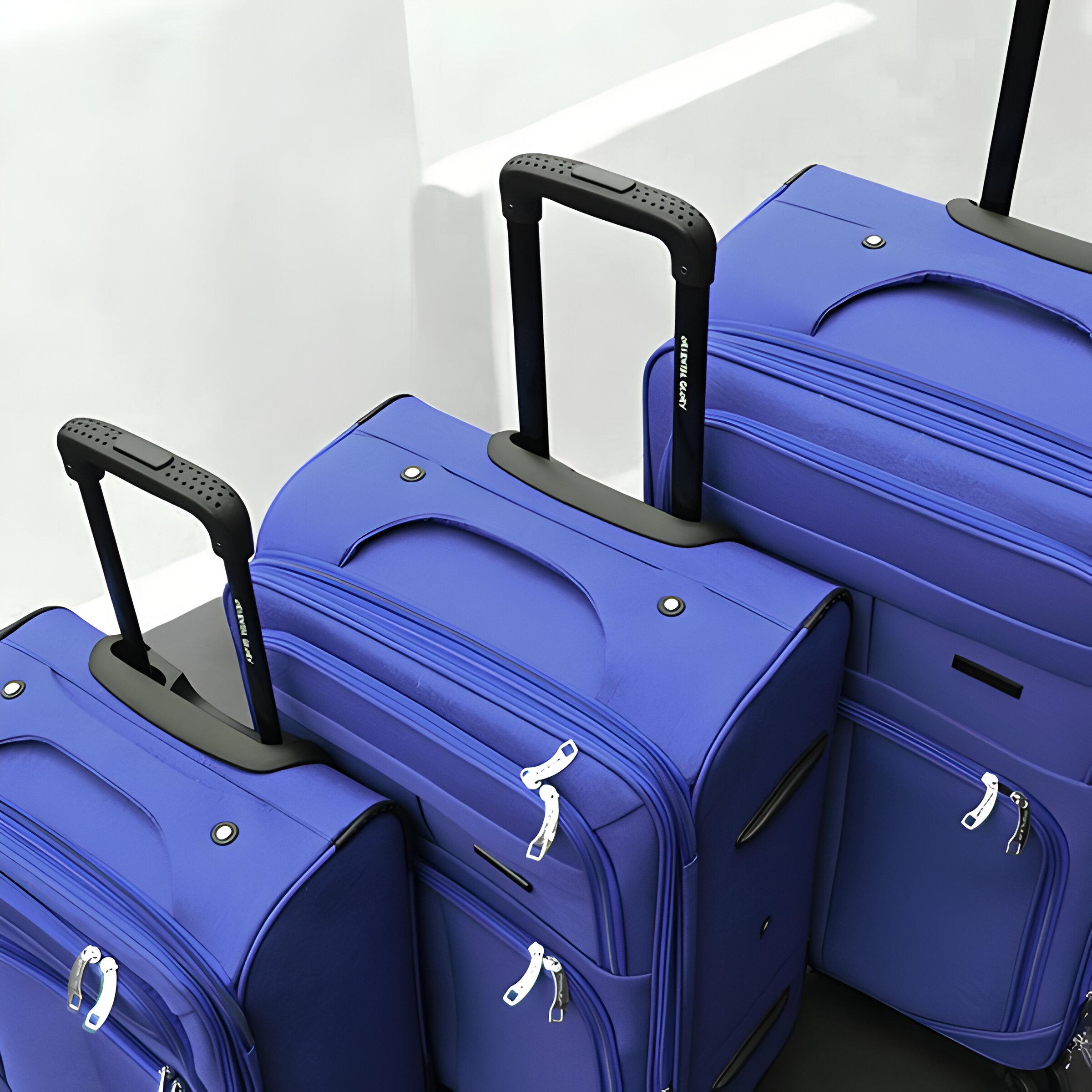 Набір валіз тканинних 3в1 з кодовим замком та телескопічною ручкою Синій (6071) - фото 3