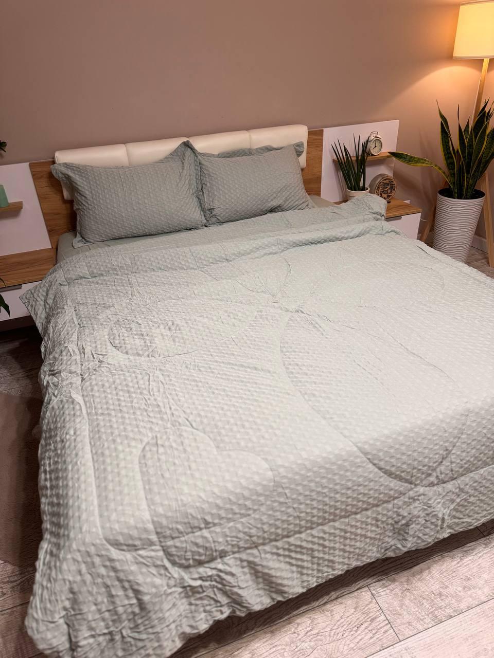 Постільна білизна з ковдрою сатин євро 200х230 см наволочки 50х70 см 2 шт. Сірий (Д-Al-sat-kovdra-001-04) - фото 4 Постільна білизна з ковдрою сатин євро 200х230 см наволочки 50х70 см 2 шт. Сірий (Д-Al-sat-kovdra-001-04) - фото 4