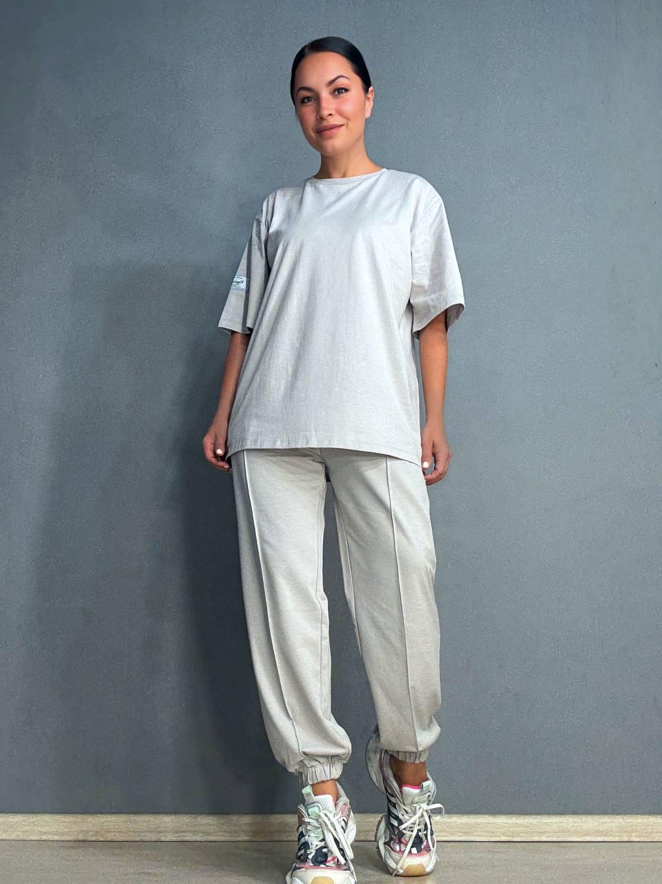 Костюм жіночий CAPPITONE 101212 футболка та брюки джоггери зі швом L Сірий (1688)