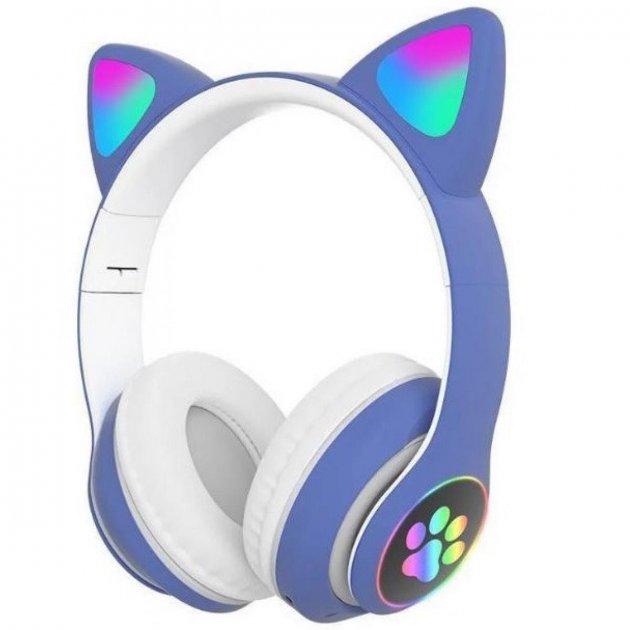 Навушники з котячими вушками VZV23M Cat Ear з Bluetooth гарнітурою та LED підсвічуванням Синій (VZV23M 2) - фото 1