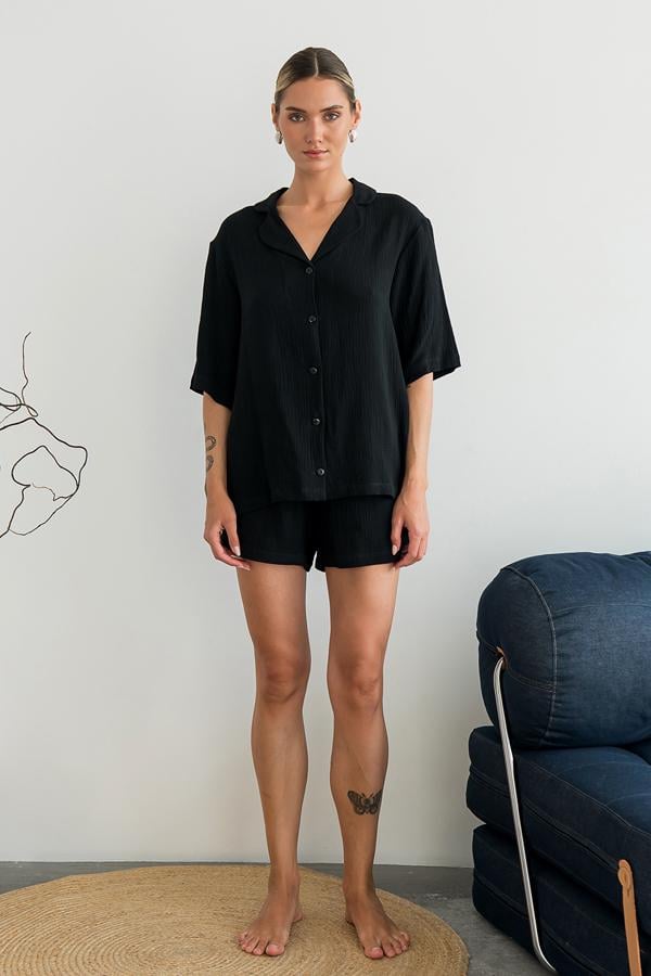 Піжама FORLY з шортами з мусліну Darkness XS/S (ML0081-16-58) - фото 6 Піжама FORLY з шортами з мусліну Darkness XS/S (ML0081-16-58) - фото 6