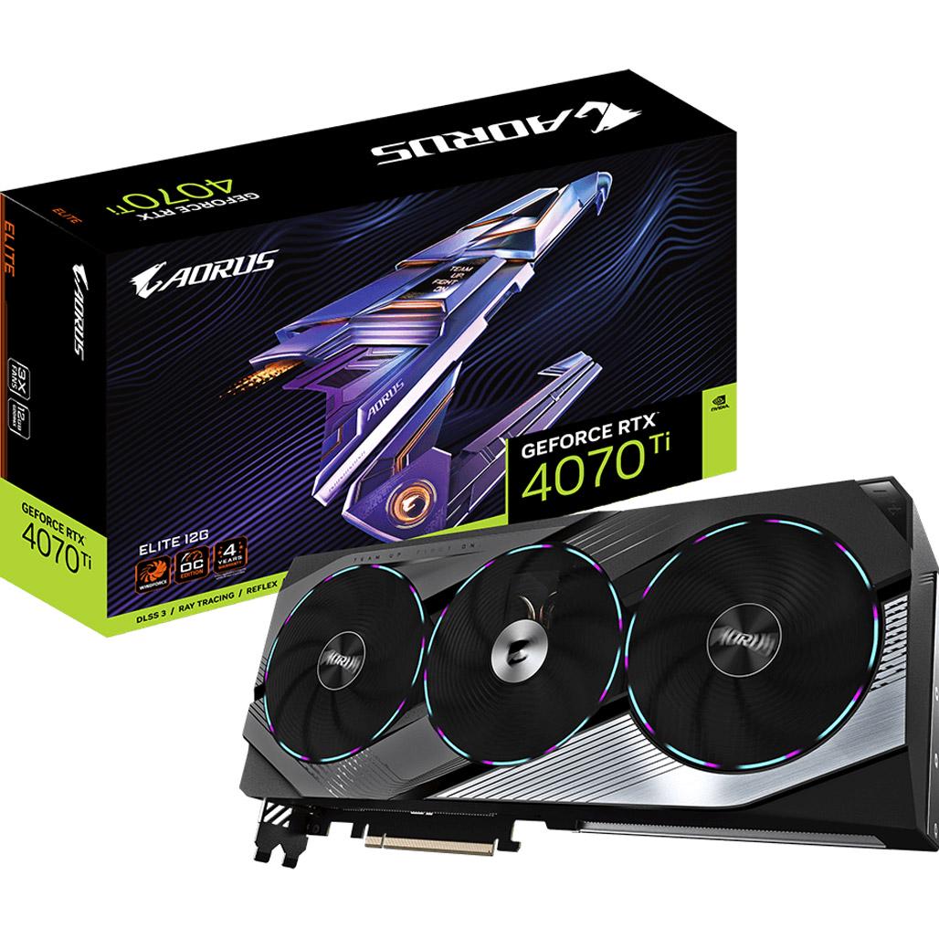 Видеокарта Gigabyte Aorus GeForce RTX 4070 Ti Elite 12G (GV-N407TAORUS E-12GD)