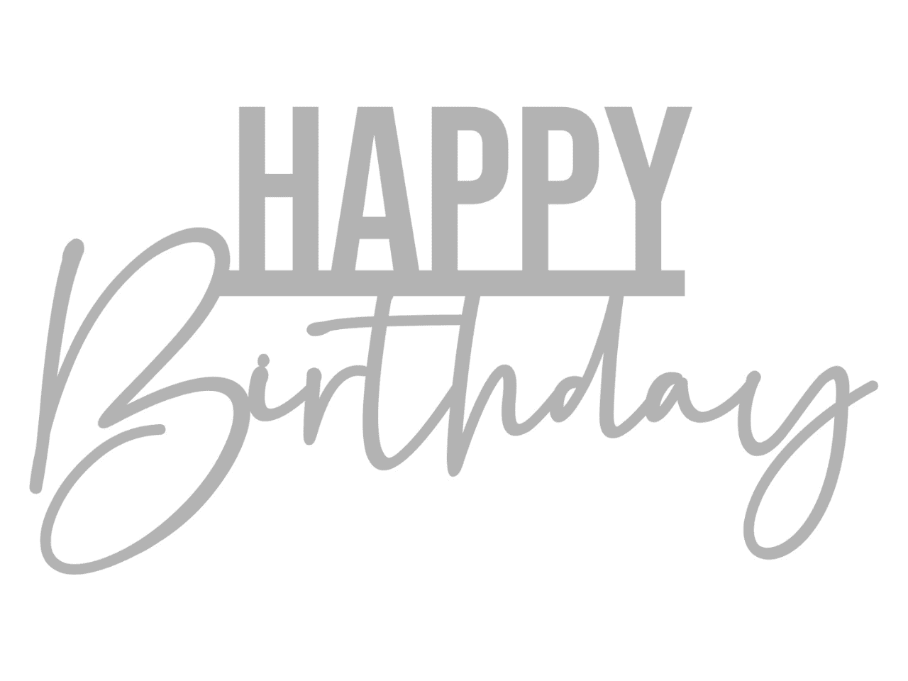 Топпер акриловий боковий Elfy Happy Birthday Срібний (TP76)