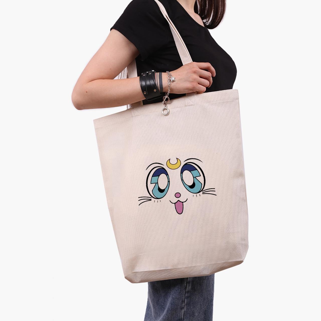Эко сумка шоппер anime Sailor Moon Cats 41x39x8 см Бежевый (9227-2921-WTD)