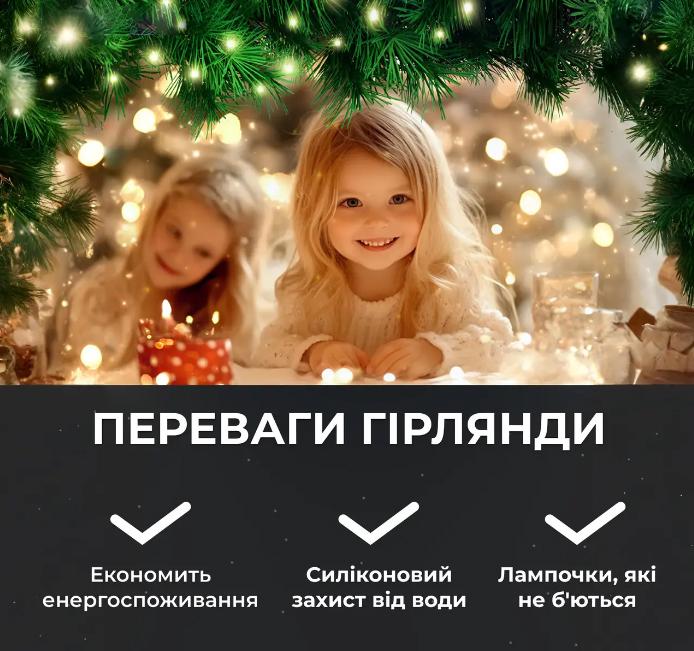 Гірлянда-нитка світлодіодна Роса з пультом 500 LED 220V 8 режимів IP44 50 м зелений провід Теплий білий (24004) - фото 5 Гірлянда-нитка світлодіодна Роса з пультом 500 LED 220V 8 режимів IP44 50 м зелений провід Теплий білий (24004) - фото 5