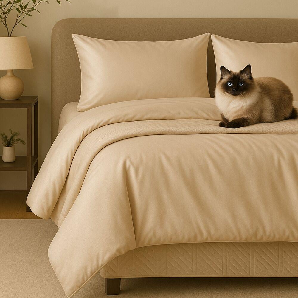 Комплект постільної білизни IDEIA сатин бавовна преміум полуторний 145х215 см Бежевий (26828) - фото 1 Комплект постільної білизни IDEIA сатин бавовна преміум полуторний 145х215 см Бежевий (26828) - фото 1
