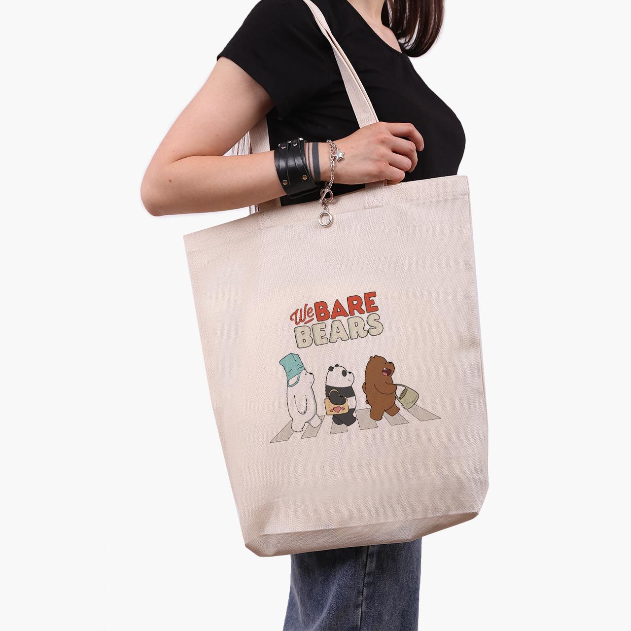 Эко сумка шоппер We Bare Bears 41x39x8 см Бежевый (9227-2666-WTD)