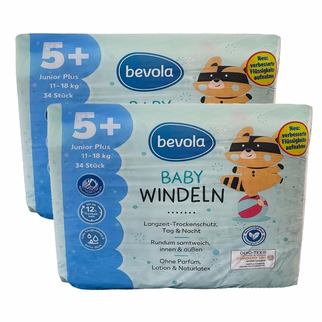 Підгузки дитячі Bevola Baby 5+ Junior Plus 11-18 кг 68 шт. (103170380)
