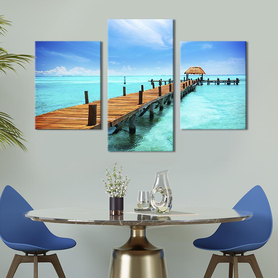 Картина для интерьера Мостик над голубым морем 141x90 см (463-32)