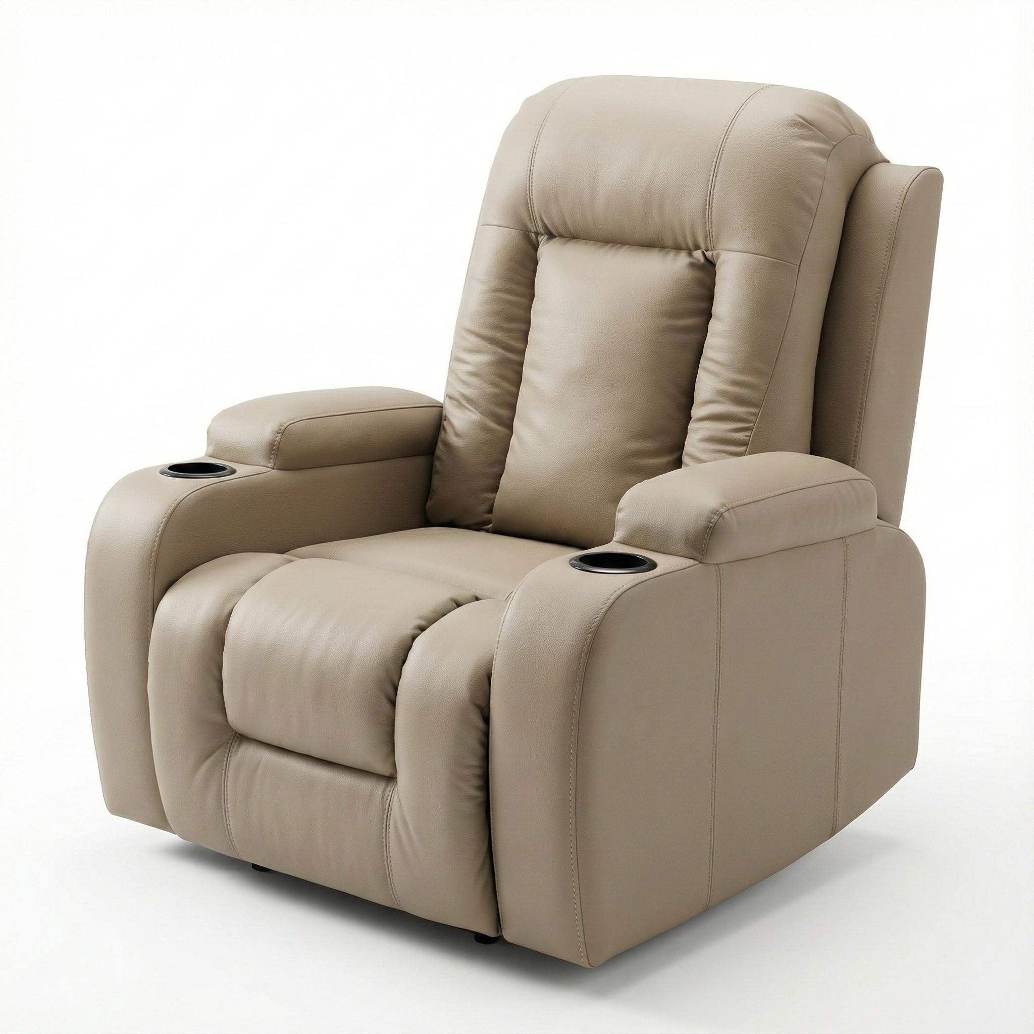 Кресло-реклайнер Prime Seat с массажем раскладное с подножкой до 125 кг Beige (117491458)